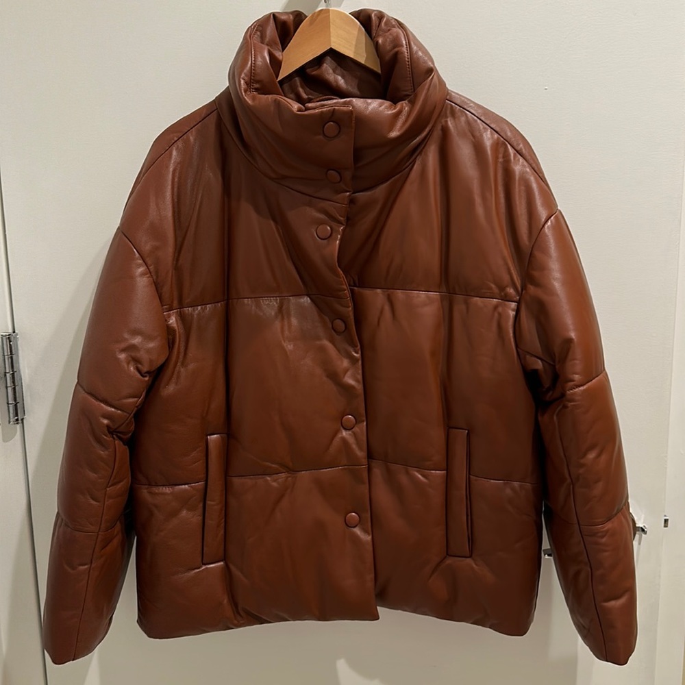 Free people leather quilted puffer